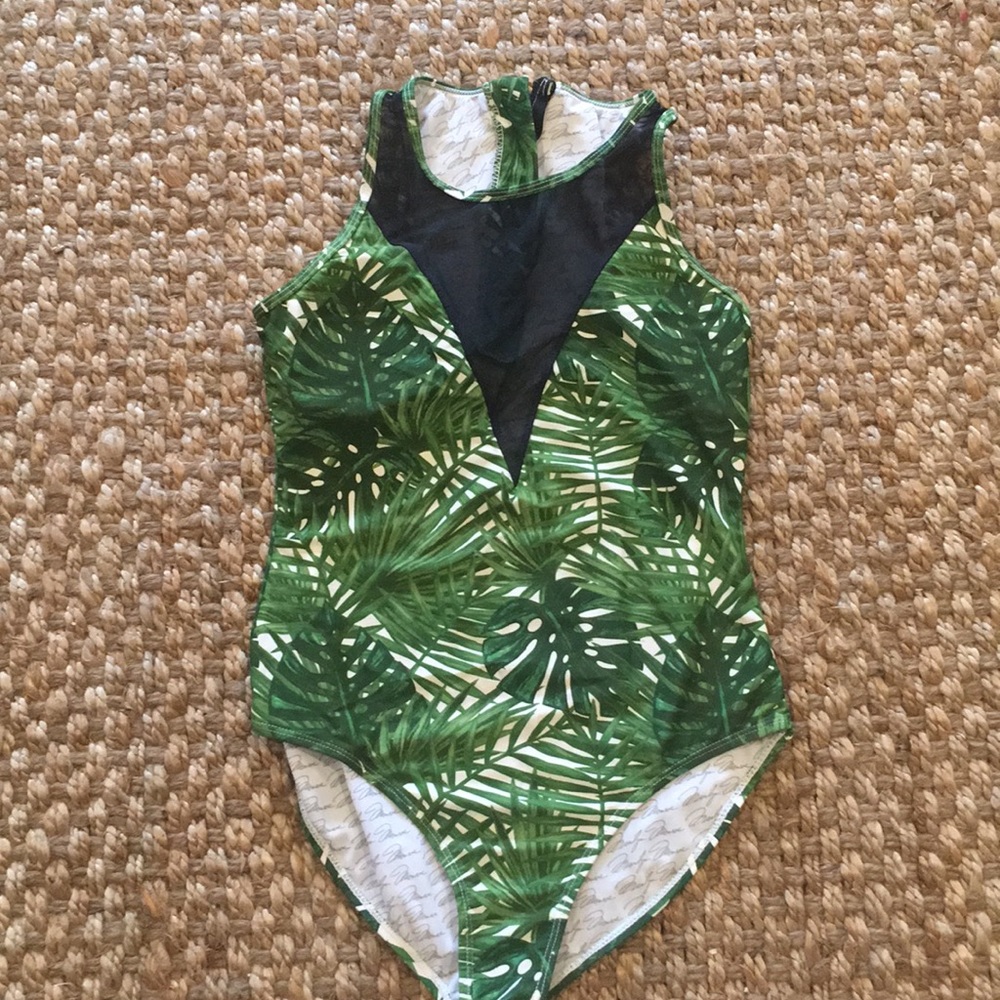 NWOT green and white one piece size medium